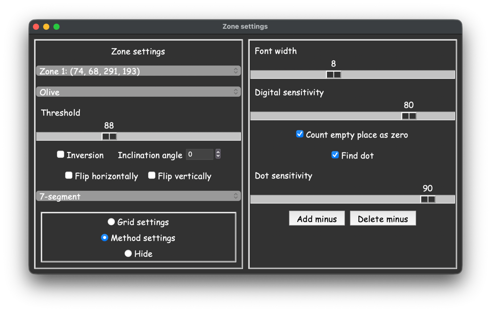 Method settings